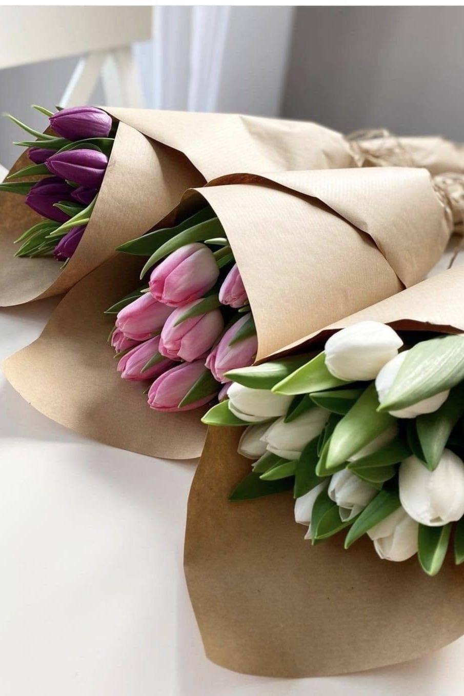 9 тюльпанов в крафте